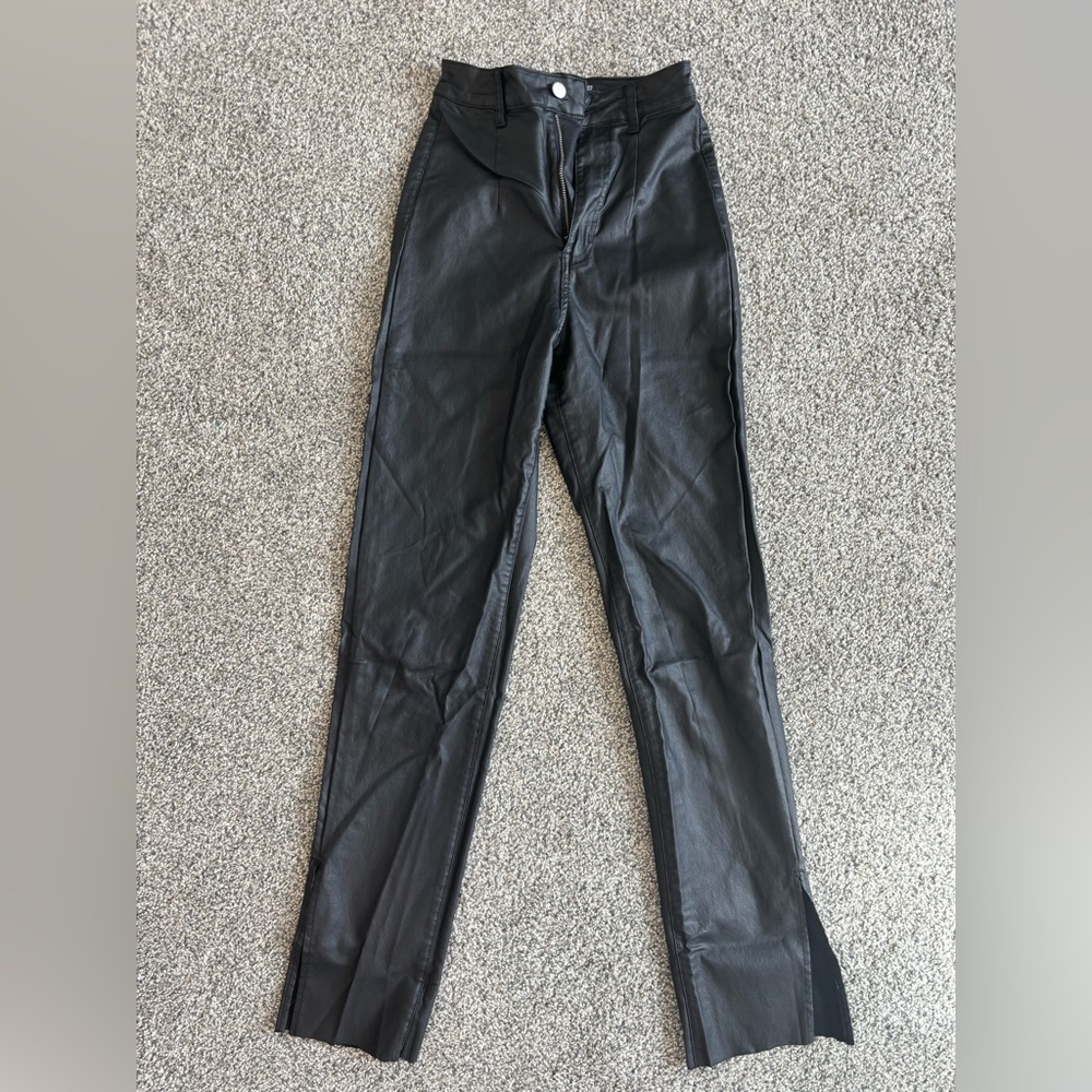 Boohoo Women’s Faux Leather Flare Bottom Pants Size 2